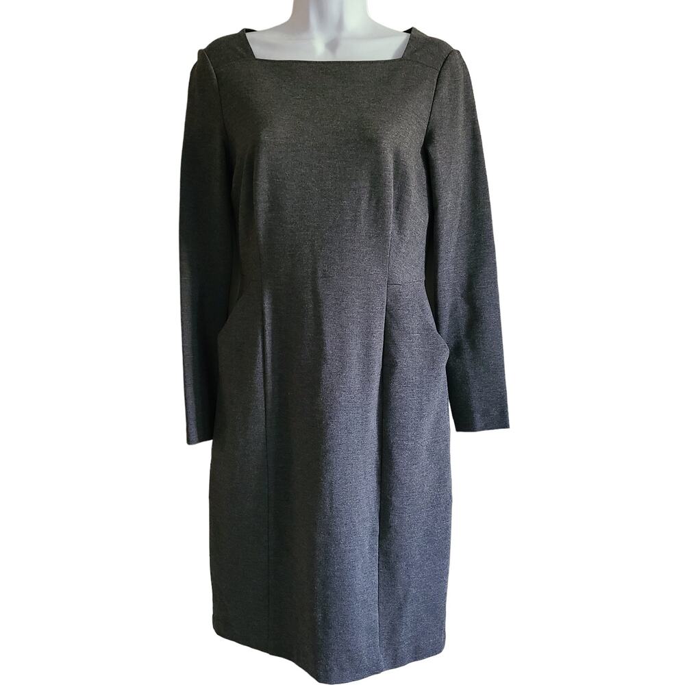 BROOKS BROTHERS Gray Stretch‎ Knit Career Dress With Pockets Women's Size 2